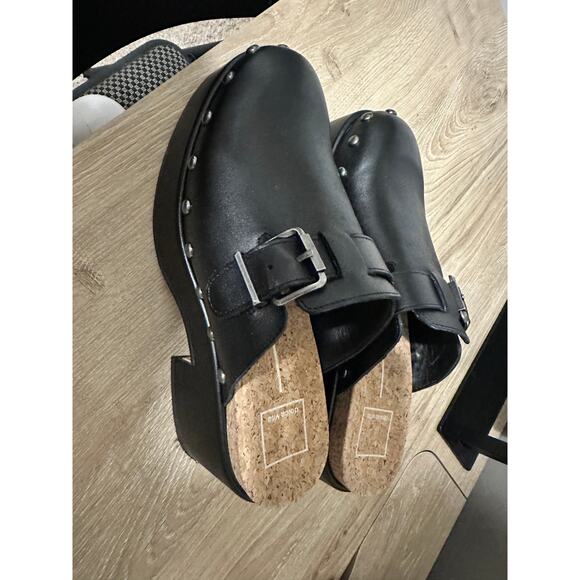 Dolce Vita Yevan Black Leather Studded Clogs Size 7 - Picture 3 of 4